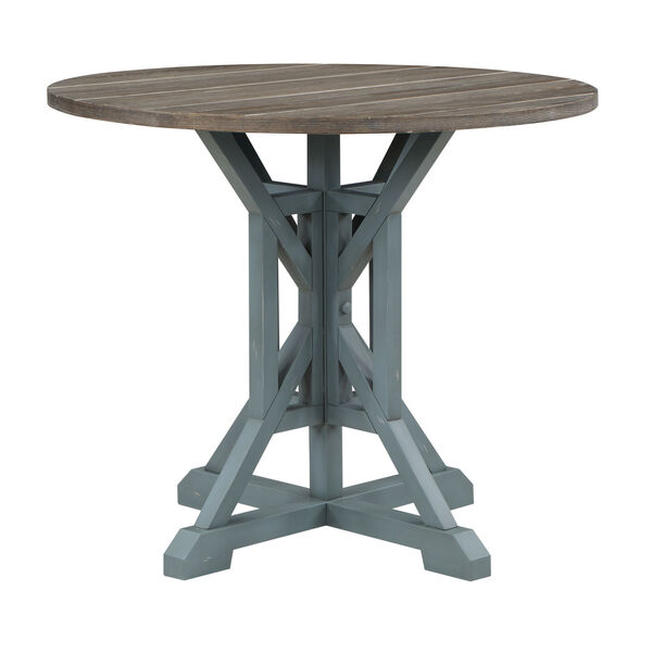 Bar Harbor Blue and Brown Round Counter Height Dining Table, image 1