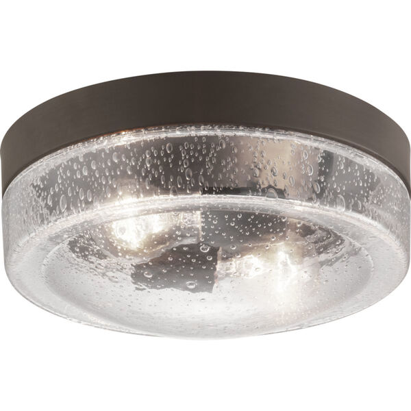 Weldon Bronze Two-Light Outdoor Flush Mount With Transparent Seeded Glass, image 1