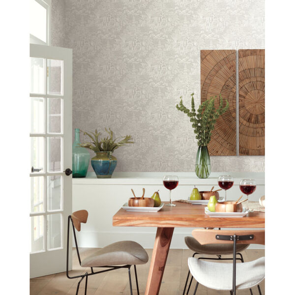 Ronald Redding Tea Garden Gray and White Chinoiserie Wallpaper, image 5
