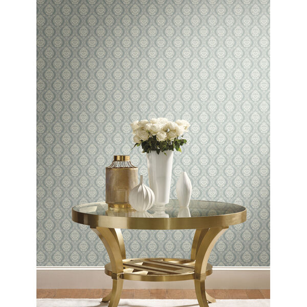 Damask Resource Library Green 20.5 In. x 33 Ft. Petite Ogee Wallpaper, image 1