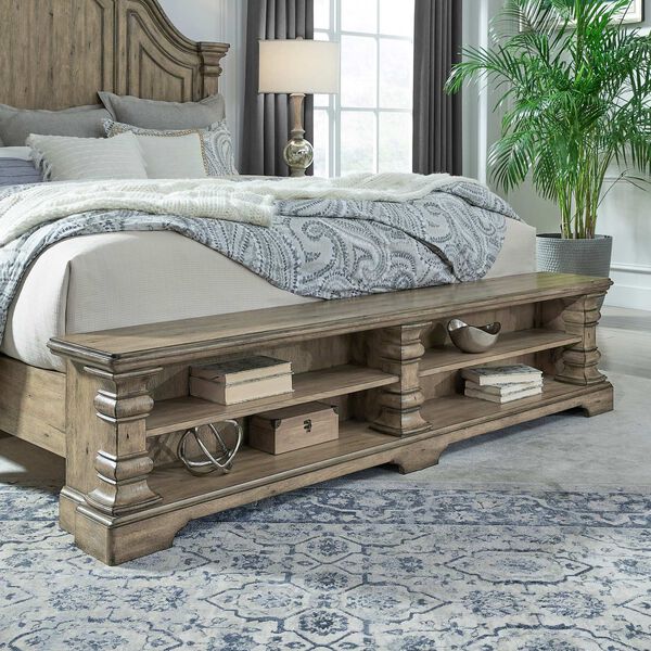 Garrison Cove Natural Panel Bed with Storage Footboard, image 4
