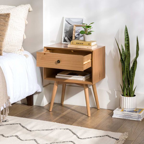 Natural Pine One-Drawer Solid Wood Nightstand, image 8