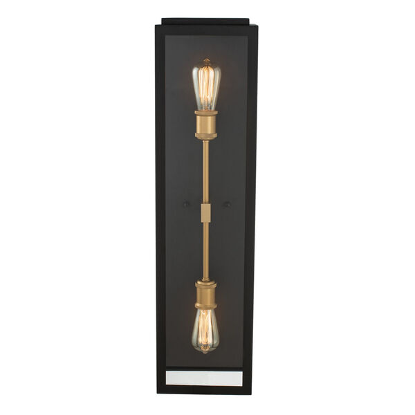 Ashland Matte Black and Sanded Gold Two-Light Medium Outdoor Wall Sconce, image 1