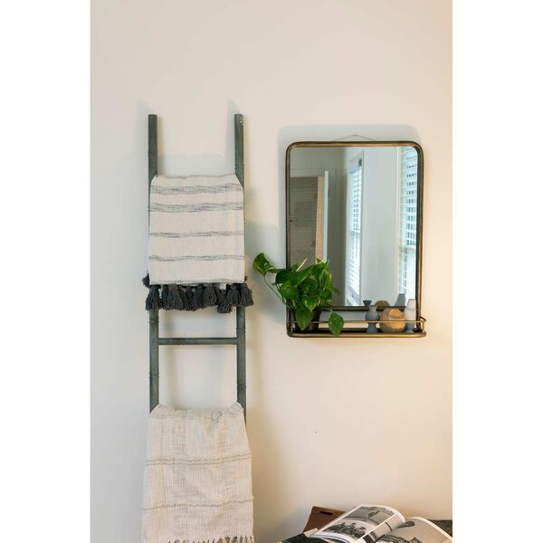 Brass 20 x 28-Inch Wall Mirror with Shelf, image 5