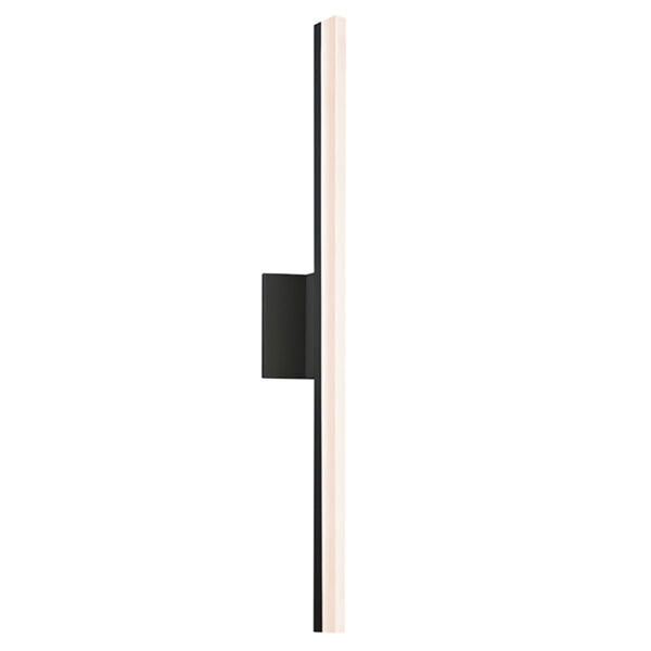 Stiletto Satin Black LED 32-Inch Dimmable Wall Sconce/Bath Fixture with White Etched Shade, image 1