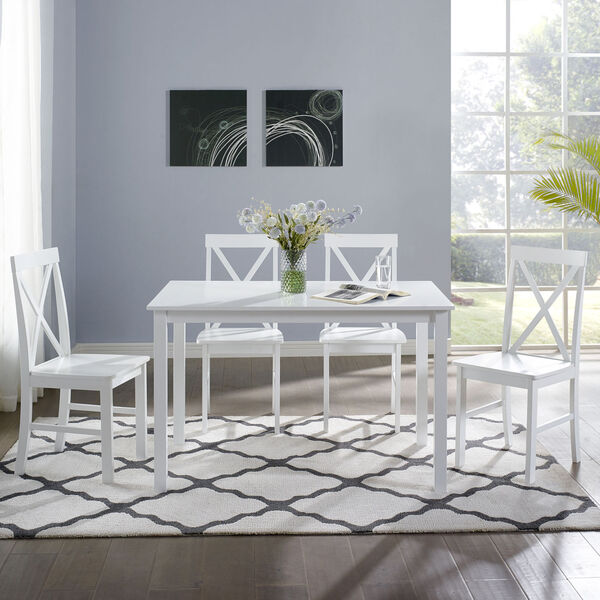 White Dining Set with X Back Chair, 5-Piece, image 1