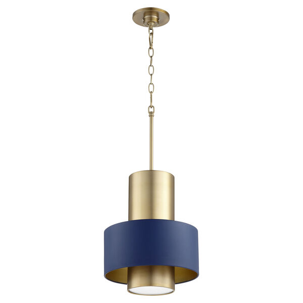 Aged Brass Blue 12-Inch One-Light Pendant, image 1