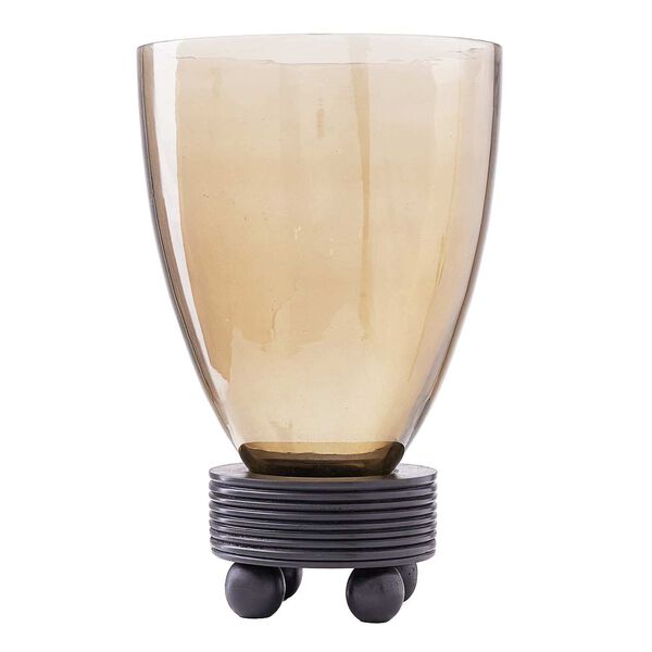Wendell Smoke Glass Ebony Wood Vase, image 3