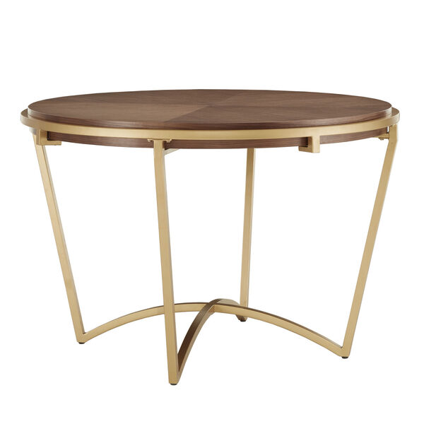Minnie Gold and Natural Dining Table with Metal Base, image 1