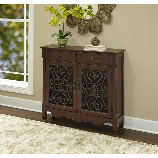Olivia Light Cherry 2-Door 2-Drawer Scroll Accent Cabinet, image 4