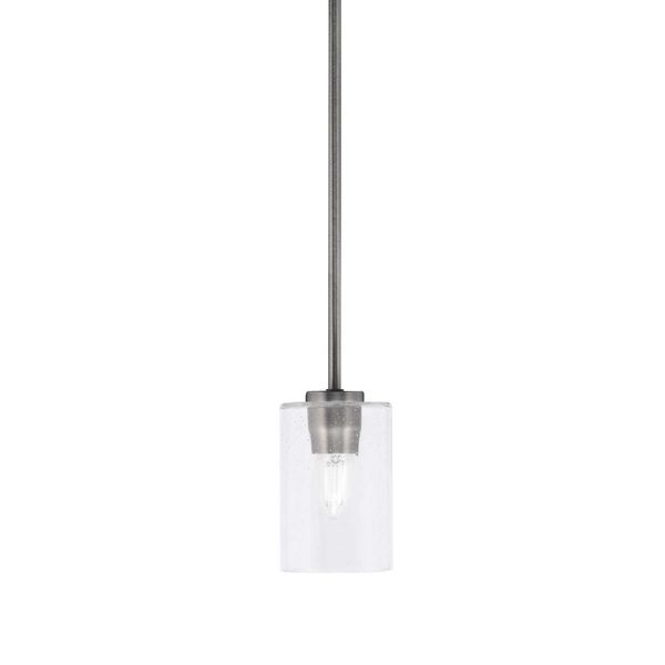 Atlas Graphite One-Light Mini Pendant with Four-Inch Clear Bubble Glass, image 1