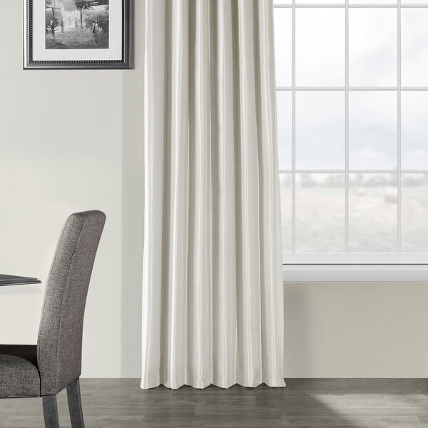 Mist Gray Vintage Textured Faux Dupioni Silk Single Curtain Panel 50 x 96, image 5