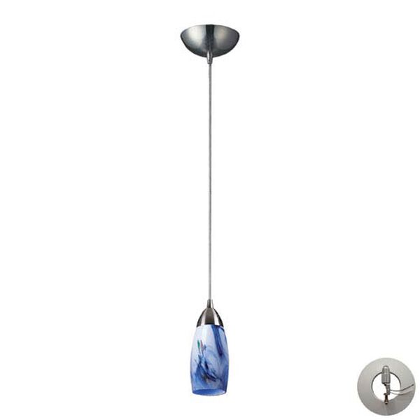 Milan One Light Pendant In Satin Nickel And Mountain Glass Includes w/ An Adapter Kit, image 1