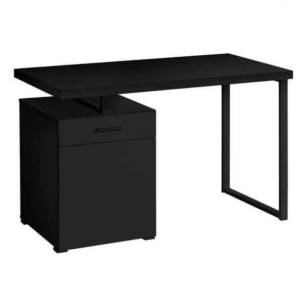 Black Computer Desk with Storage Unit, image 1