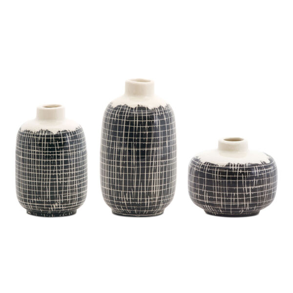 Black and White Three-Inch Mini Vase, Set of 6, image 1