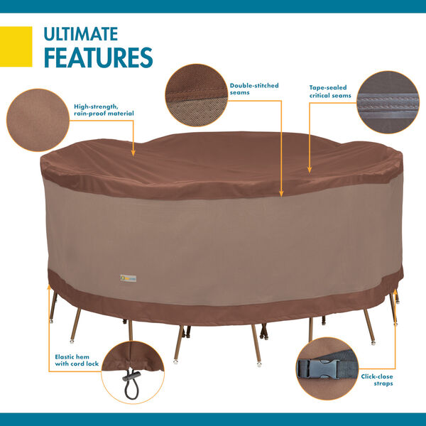 Ultimate Mocha Cappuccino 96-Inch Round Patio Table and Chair Set Cover, image 3