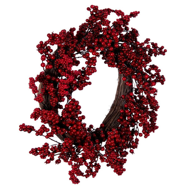 Red 24-Inch Artificial Outdoor Weather Resistant Unlit Berry Christmas Wreath, image 2