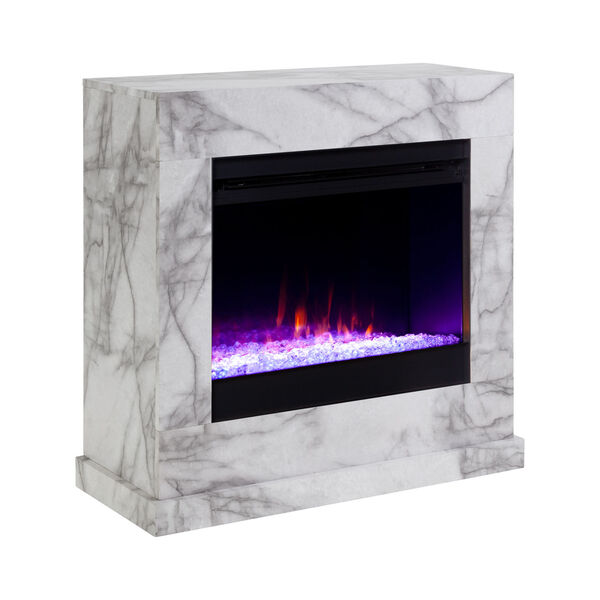 Dendale White Faux Marble Electric Fireplace, image 5