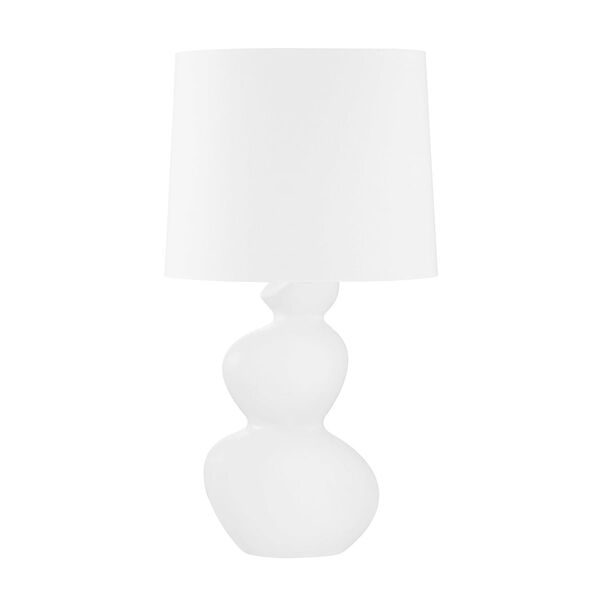 Kingsley Aged Brass and Ceramic Satin White One-Light Table Lamp, image 1