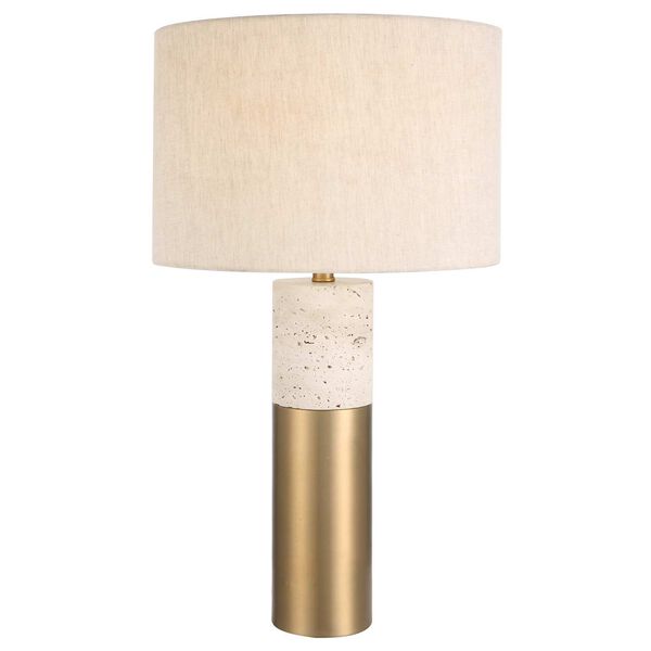 Gravitas Brushed Brass and Ivory Stone Lamp, image 1