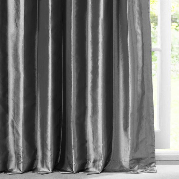 Graphite Faux Silk Taffeta Single Panel Curtain 50 x 120, image 6
