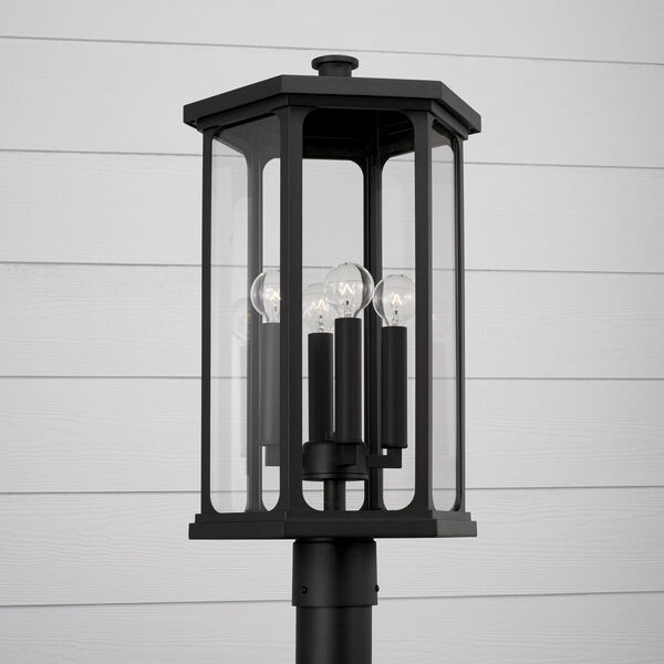 Walton Black Outdoor Four-Light Post Lantern with Clear Glass, image 3