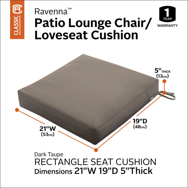 Maple Dark Taupe 21 In. x 19 In. x 5 In. Rectangular Patio Seat Cushion, image 3