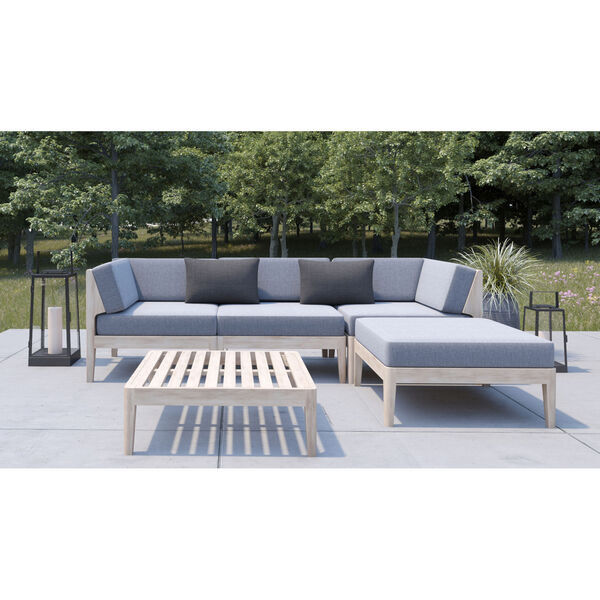 Melodye Natural and Gray Four-Piece Outdoor Sectional Set, image 1