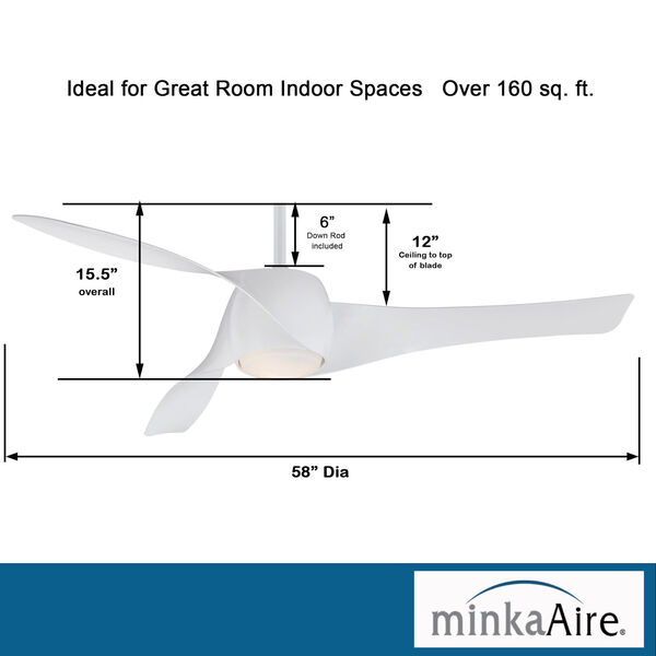 Artemis White 58-Inch LED Smart Ceiling Fan, image 4