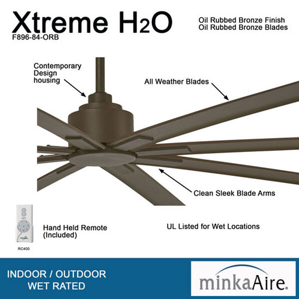 XTREME H20 Oil Rubbed Bronze 84-Inch Slipstream Wet Location Ceiling Fan, image 3