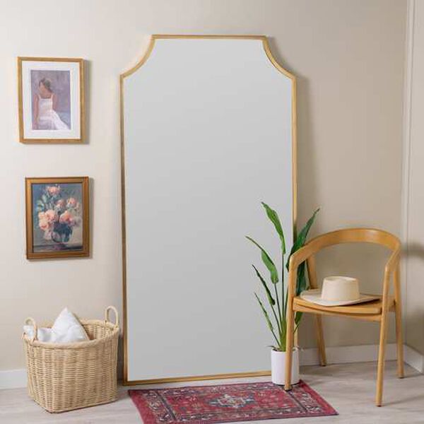 Simone Gold Leaf Full Length Wall Mirror, image 1