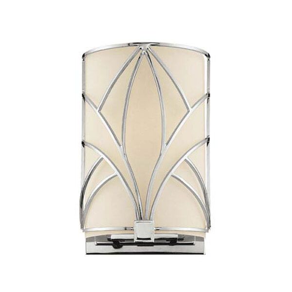 Walt Disney Signature Chrome with Macassar Ebony and Crystal Accents One-Light Bath Fixture with Etched White Shade, image 1