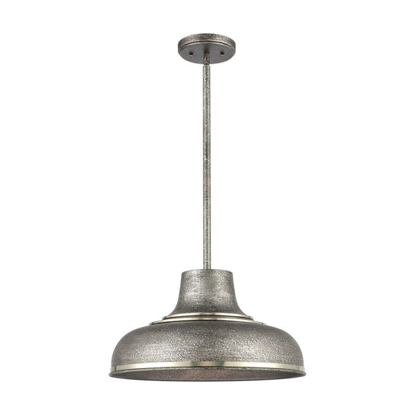 Kerin Textured Silvery Gray and Polished Nickel One-Light Pendant, image 3