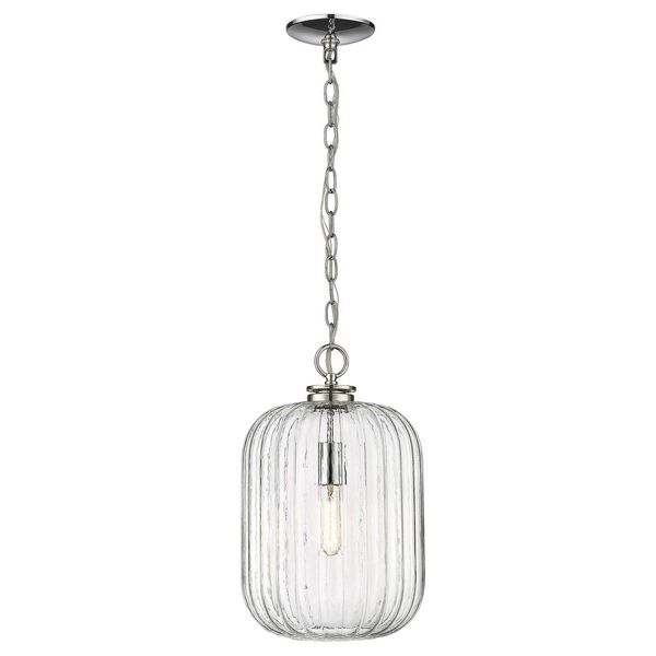 Cabot Polished Nickel One-Light Pendant with Clear Reeded Glass, image 2
