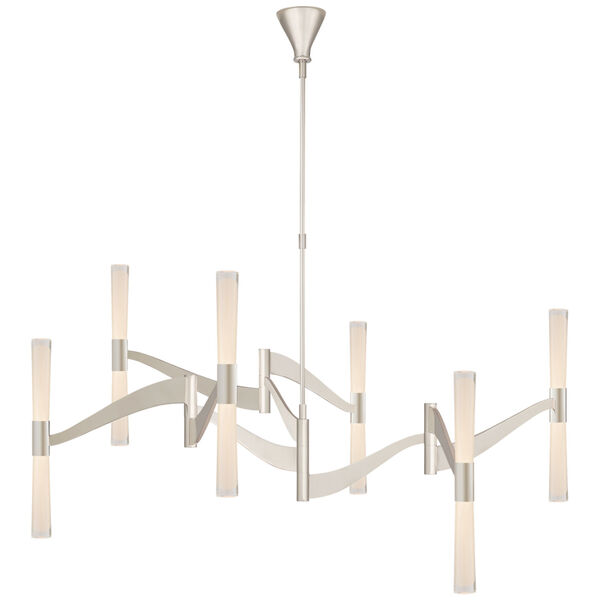 Brenta Grande Chandelier in Polished Nickel with White Glass by AERIN, image 1