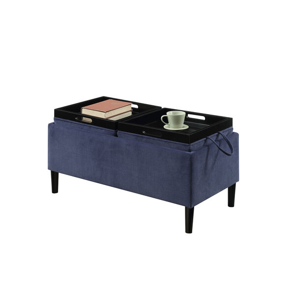 Designs4Comfort Blue Magnolia Storage Ottoman with Trays, image 1