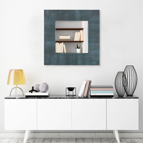 Shagreen Blue 30 x 30-Inch Beveled Wall Mirror, image 1