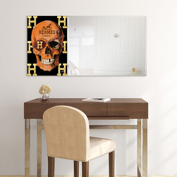 Designer Skull Black 24 x 48-Inch Rectangle Beveled Wall Mirror, image 4