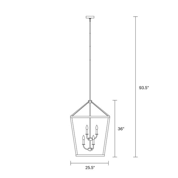 Barnfield Iron and Oak Wood Six-Light Lantern Pendant, image 2
