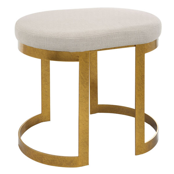 Infinity Satin Gold and White Accent Stool, image 1