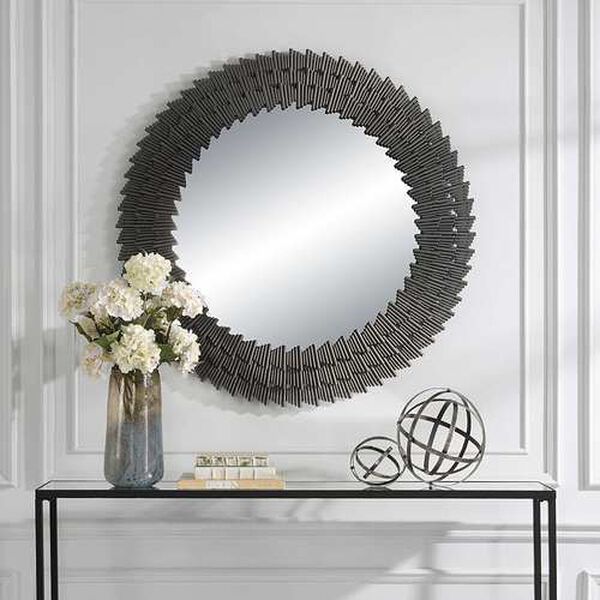 Illusion Burnished Steel Silver 45 x 45-Inch Round Wall Mirror, image 1