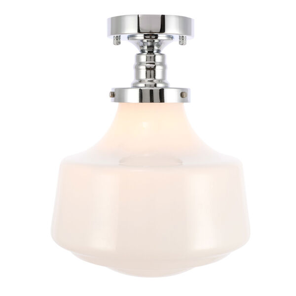 Lyle Chrome 11-Inch One-Light Flush Mount with Frosted White Glass, image 1