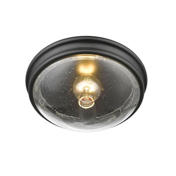 Matte Black One-Light Flush Mount with Clear Seeded Glass, image 1