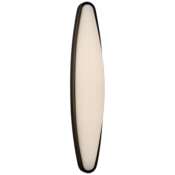 Ezra Large Bath Sconce in Bronze with White Glass by AERIN, image 1