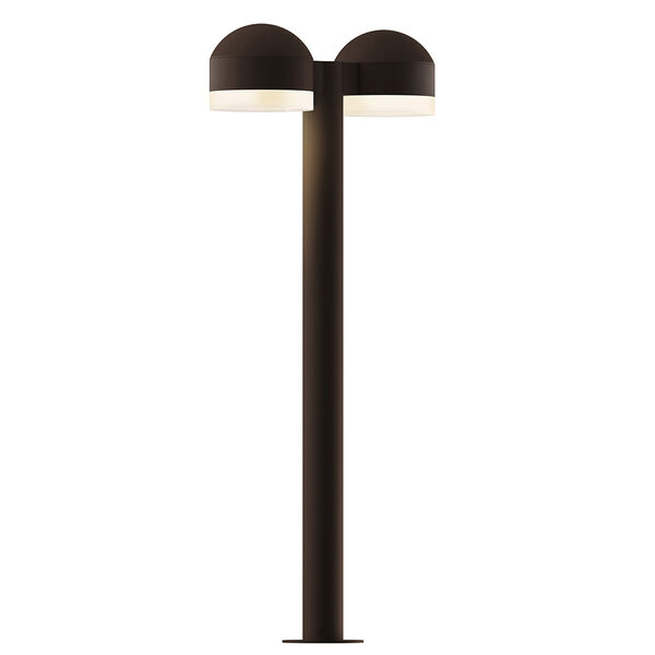 Inside-Out REALS Textured Bronze 28-Inch LED Double Bollard with Cylinder Lens and Dome Cap with Frosted White Lens, image 1