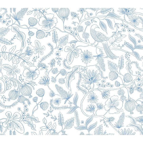 Aviary Blue and Cream Peel and Stick Wallpaper, image 2
