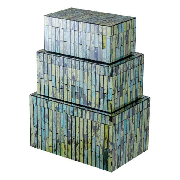 Aramis Blue Mosaic Boxes, Set of 3, image 1