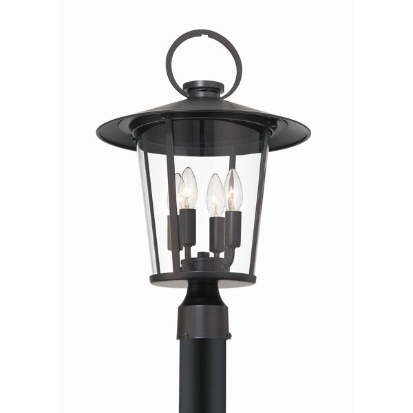 Andover Matte Black Four-Light Outdoor Lantern Post, image 1
