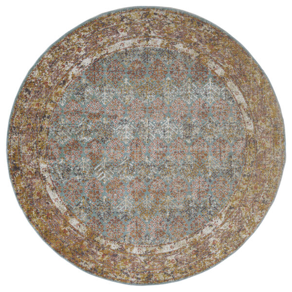 Eternal Sea Blue Round 6 Ft. 7 In. x 6 Ft. 7 In. Rug, image 1