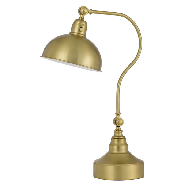 Industrial Antique Brass One-Light Adjustable Desk Lamp, image 1